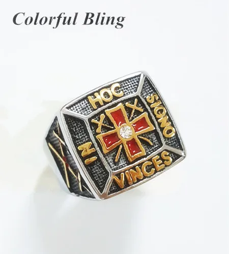 Красочные Bling новые уникальные масонские Рыцари кольцо тамплиера Прямая поставка Розничная кольца для мужчин