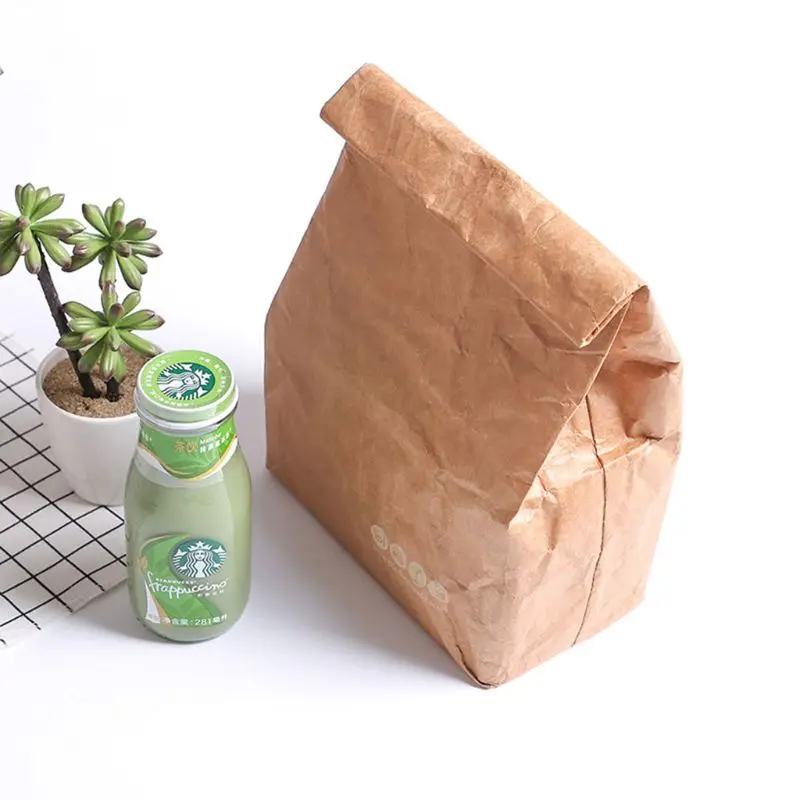 

Lunch Handbag Reusable Box Sack Durable Insulated Thermal Paper Bag Snack Cooler Picnic Container