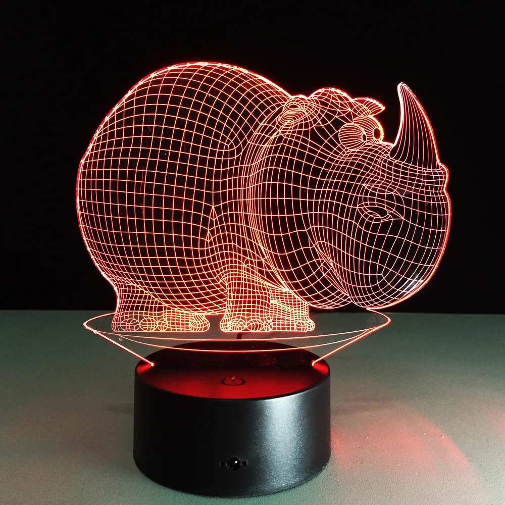 

Rhinoceros Baby Night Light Creative Small LED Table Lamp 3D Gradient LED Lighting Figurine Toys Luminaria Bedroom Decor