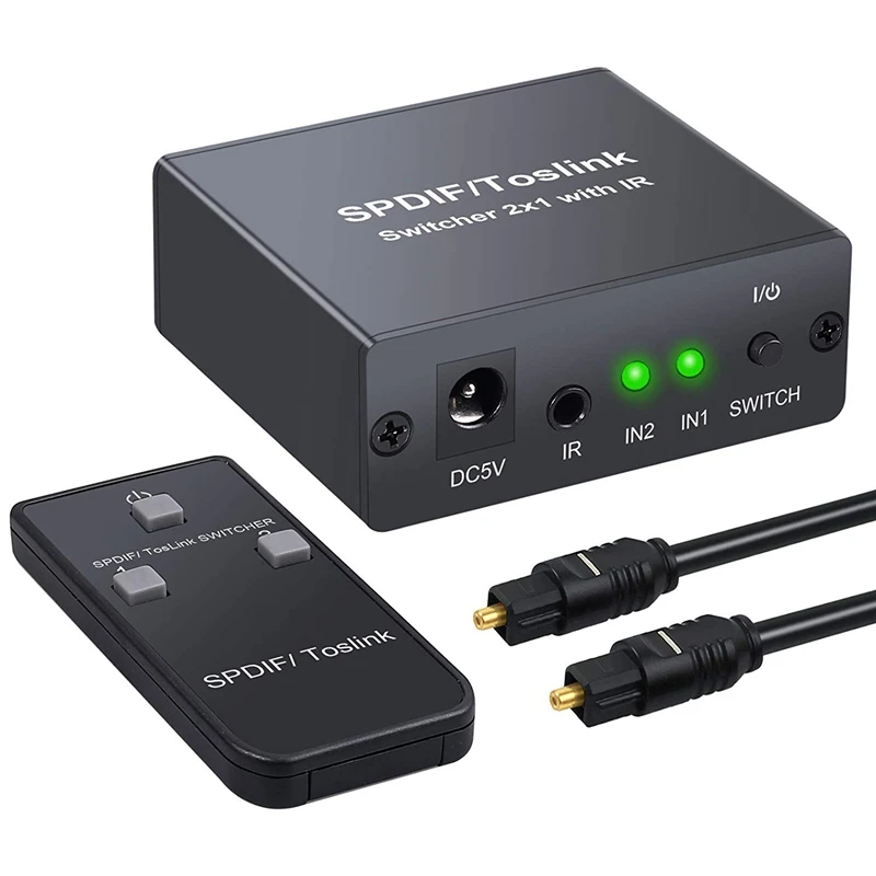 Spdif/Toslink Цифровой оптический волоконный аудио коммутатор 2X1 с ИК|Сетевые
