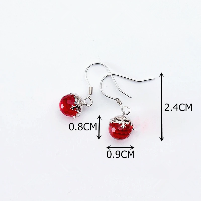 Женские серьги из серебра 925 пробы с круглым красным шариком | Украшения и