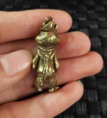 

Collectable Chinese pure brass Carved animal cartoon mouse Small pendant Statues