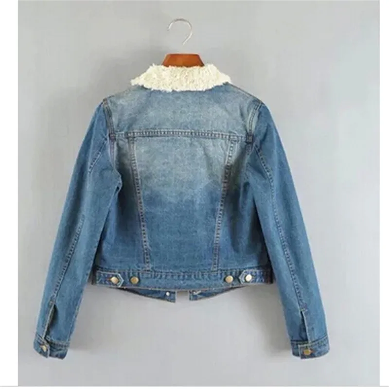 Новое поступление 2016 джинсовые куртки для женщин флисовое тонкое осеннее пальто