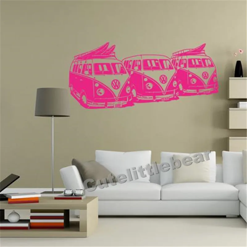 

Art Design Wall Sticker 3 Volkswagen Surf Vans Home Decor DIY Car Wall Decals House Decoration Mural