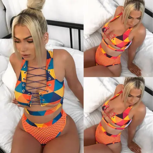 Горячая Новинка женский кружевной комплект бикини бандаж пляжная одежда