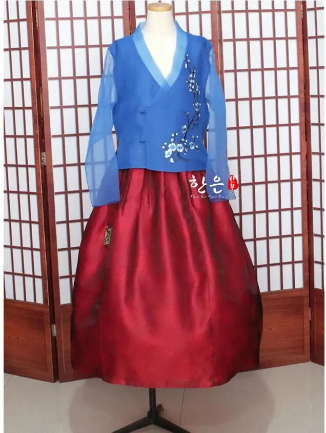 2020 New Fahion Blue Modern Hanbok Fushion Korean Traditional Dress Modernized Gift |