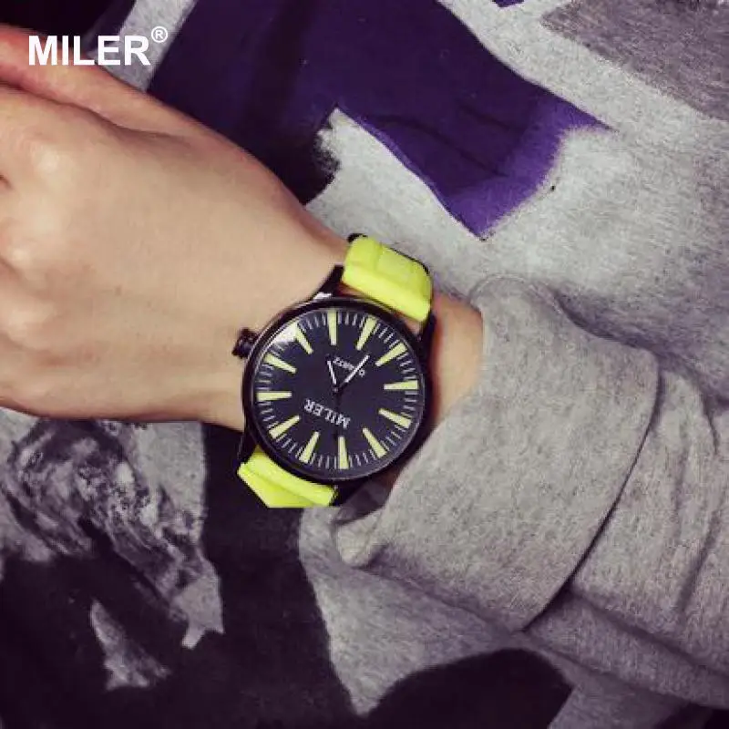 2016 новые Модные прозрачные силиконовые кварцевые часы MILER для женщин и девушек