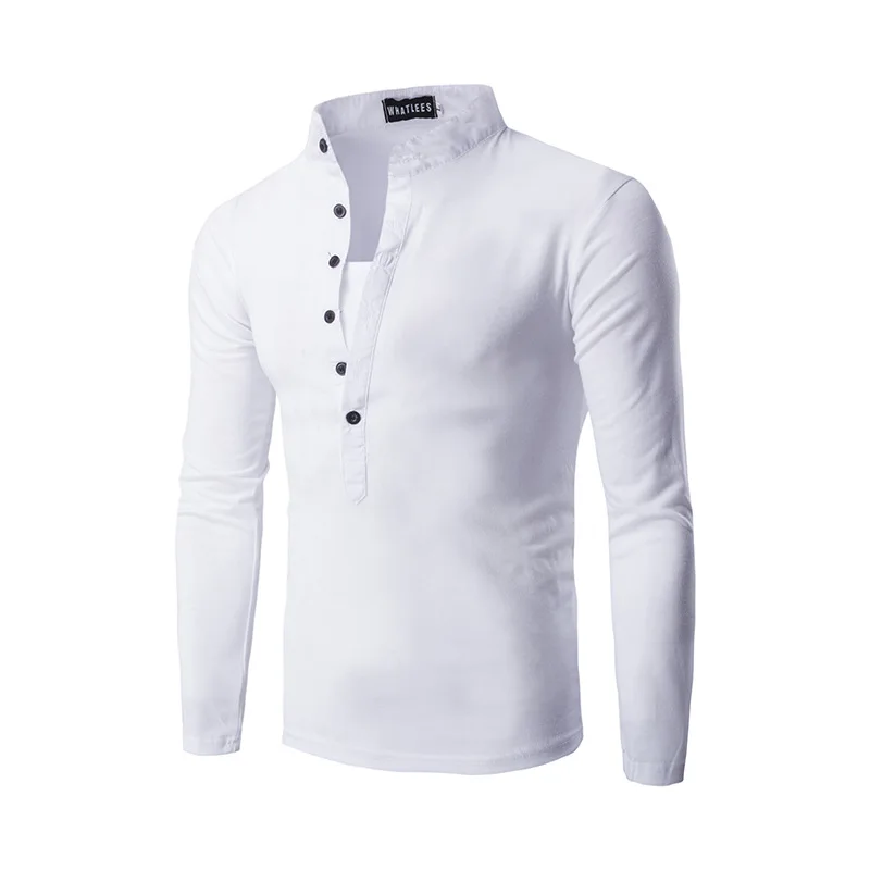 B0311 White Мужская рубашка поло,, летняя, брендовая, одноцветная, v-образный вырез, короткий рукав, Хенли, рубашка, Повседневная, тонкая, хлопок, поло, рубашки, поло, Homme Marque - Цвет: B0311 White