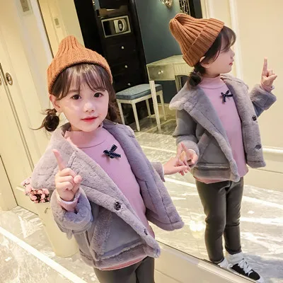 Winter Baby Girl Coats Children Suede Fake Fur Coat Jacket Kids Autumn Velvet Outerwear Toddler Boy Leather Long Sleeve Outfits | Детская
