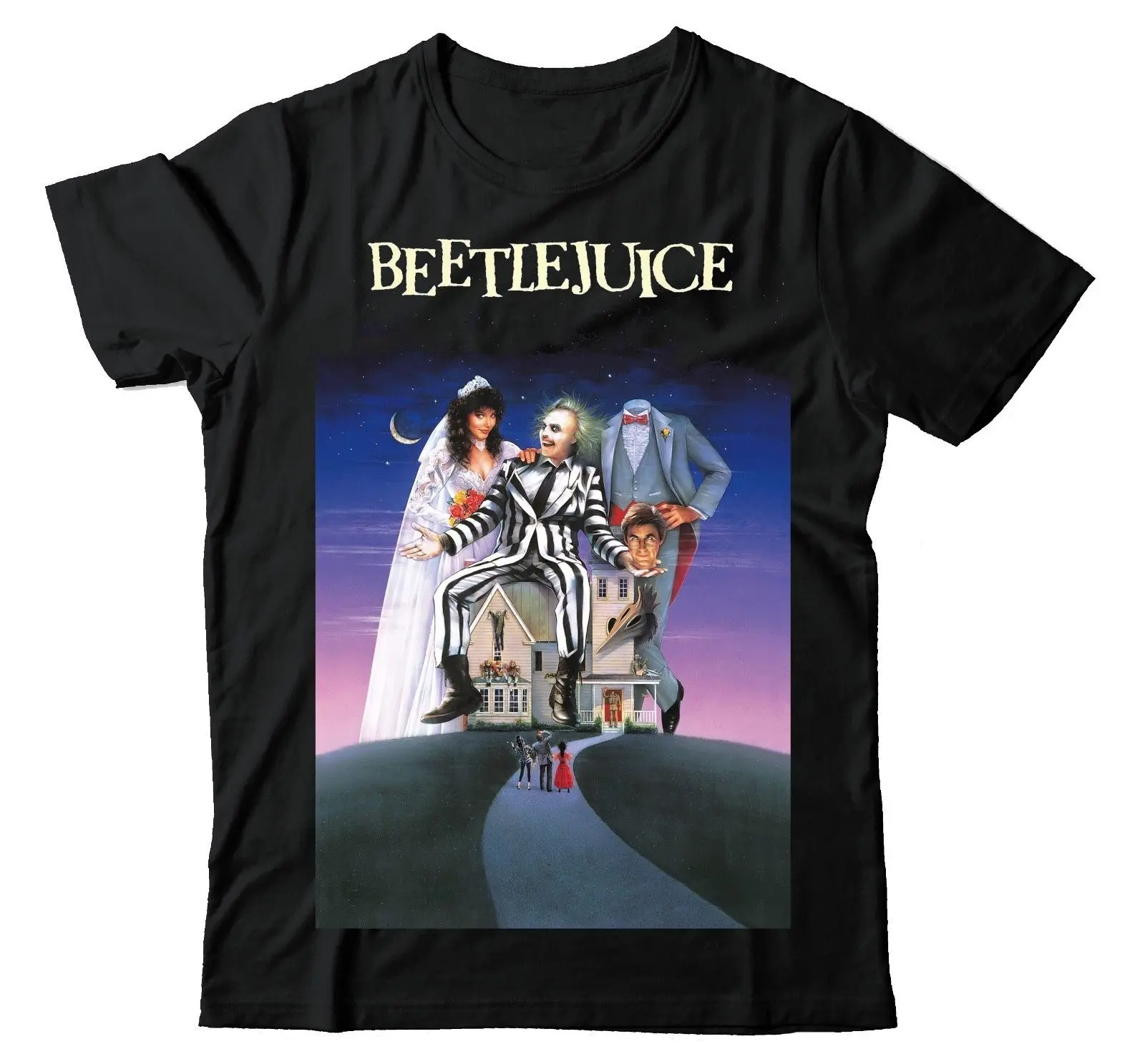 Beetlejuice Призрак с самыми Майкл Китон CD30 черная футболка|Мужские футболки| |