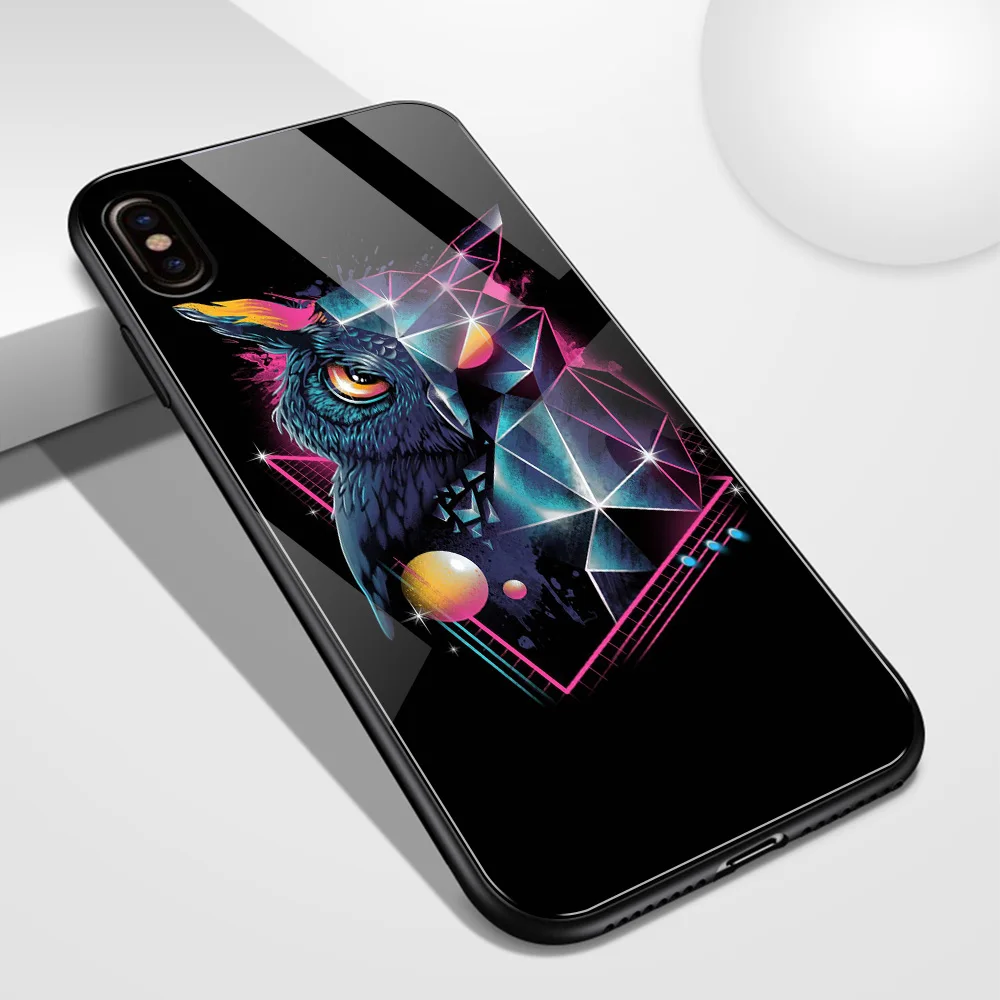 Стеклянный чехол для iPhone Xr, чехол с изображением животных, Ночная Сова, Модный чехол galass для iPhone 6 6s 7 8 Plus X XS Max XR 11 pro max