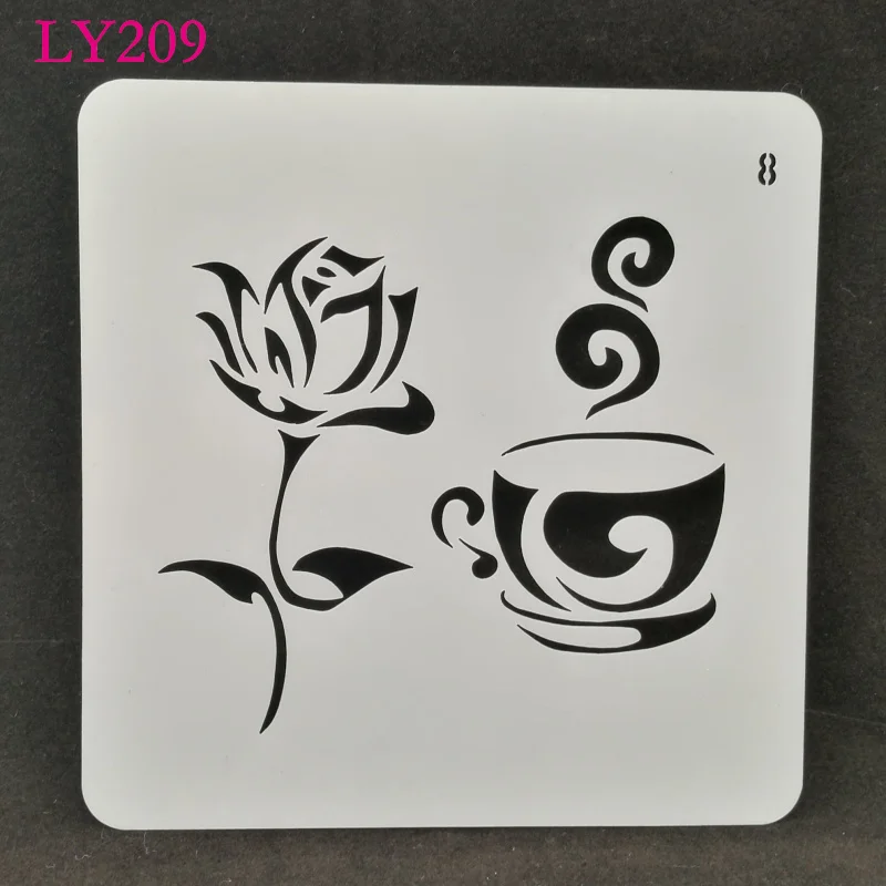 Трафареты из ПВХ с изображением кофейных цветов для творчества трафареты