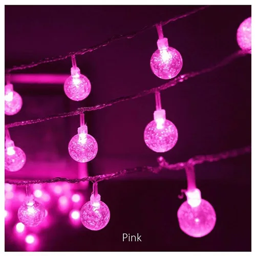 pink 1/2/3/4/5/10 м светодиодный строка светильник 2,5 см хрустальный шар пузырь светильник для рождественской вечеринки на открытом воздухе Декор фея гирлянда Батарея светодиодный лампы - Испускаемый цвет: pink