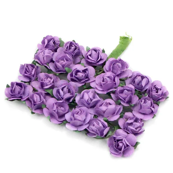 C2 Dark purple 60pc Тутовидный бумажный букет роз проволочный стебель свадебный цветок Рождество Свадебная вечеринка украшения Цветы DIY материалы A0203 - Цвет: C2 Dark purple 60pc