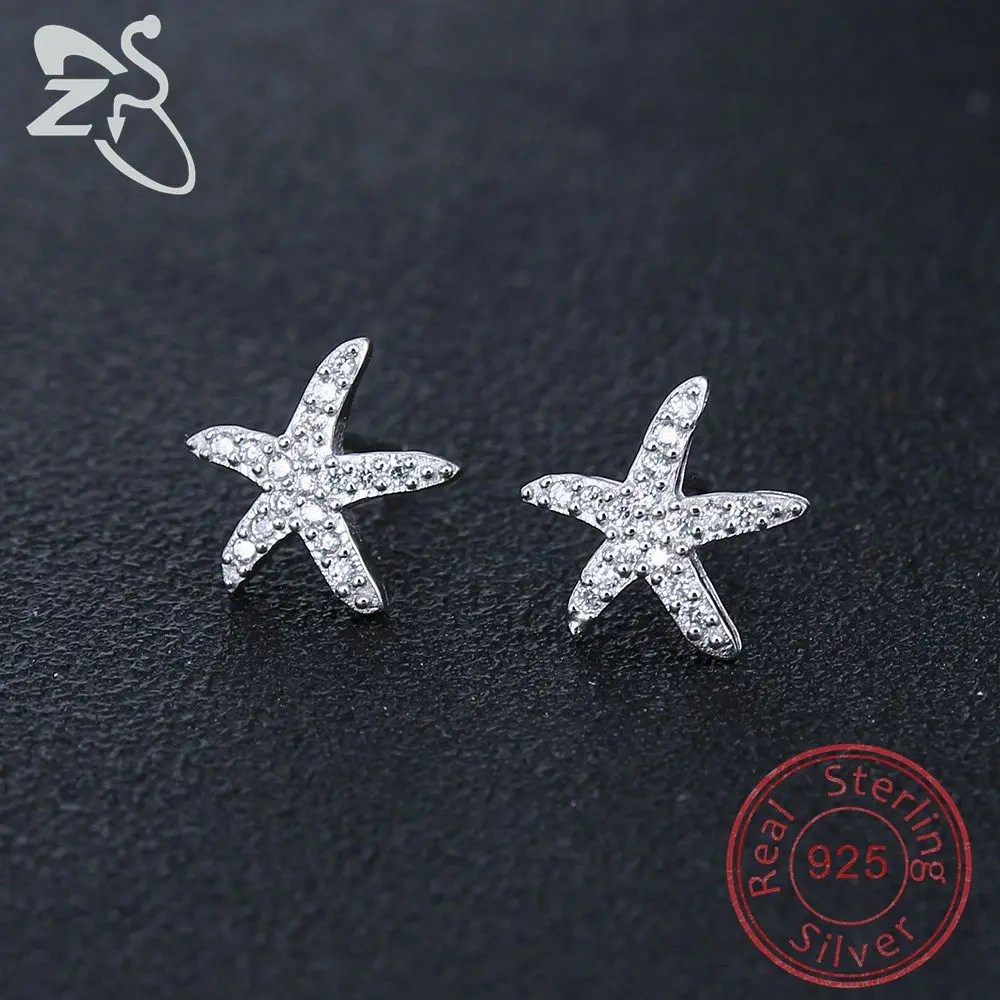 Женские серьги гвоздики из серебра 925 пробы с фианитом|pendientes mujer|925 sterlingearrings sterling |