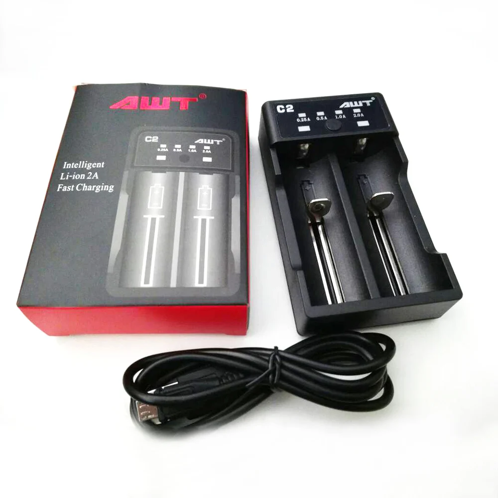 AWT зарядное устройство C2 lcd USB умное зарядное устройство для 20700 18350 21700 батарея 2 слота для Liitokala батареи W025
