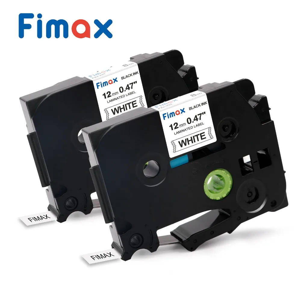 Fimax 2 шт. 31 цвет TZe231 TZ231 12 мм черный на белом TZ131 TZe 431 TZ531 TZe631 TZ731 совместимая с Brother P