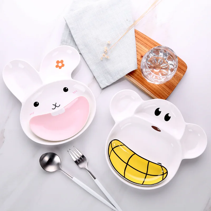 Обучающая миска для кормления детей ясельного возраста с ложкой мультяшная