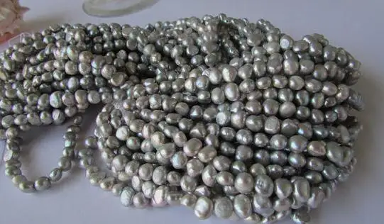 АА серый цвет картофеля пресноводного жемчуга пряди DIY Ювелирные изделия