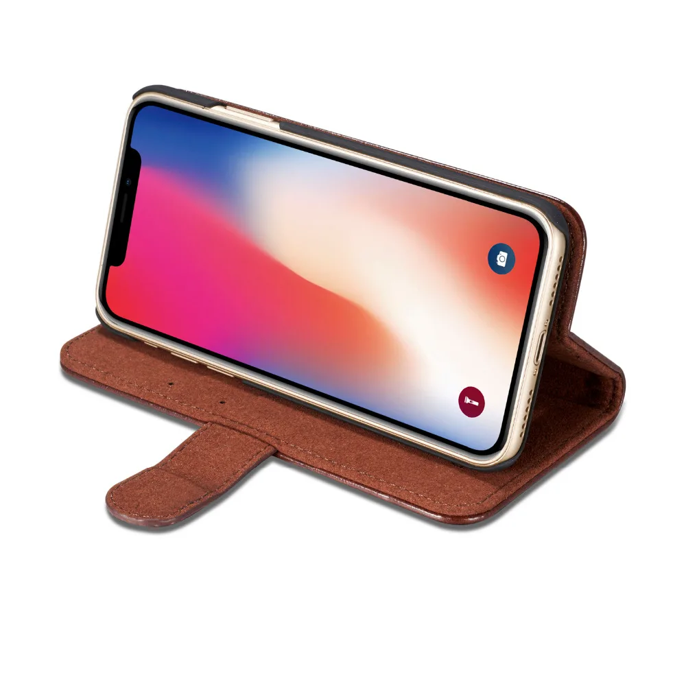 Съемный чехол бумажник DG.MING 2 в 1 для iPhone X встроенный магнитный держатель