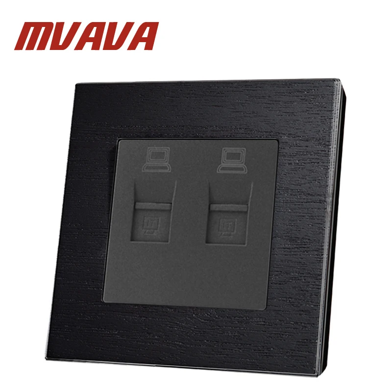 MVAVA 86*90 мм черная деревянная панель две Компьютерные Розетки 110 250 В двойная