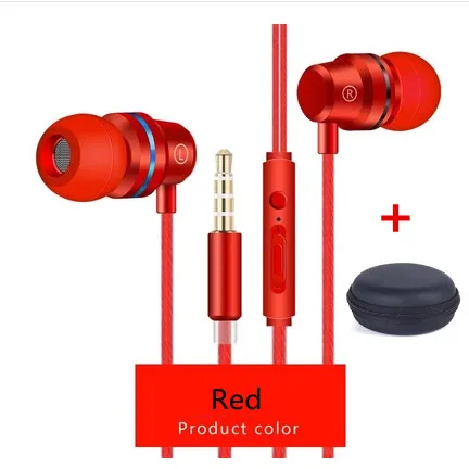 3.5mm Red With Bag GutsyMan проводные наушники 3,5 мм и Тип C вкладыши для наушников с микрофоном стерео гарнитура для samsung Xiaomi huawei телефон компьютер - Цвет: 3.5mm Red With Bag