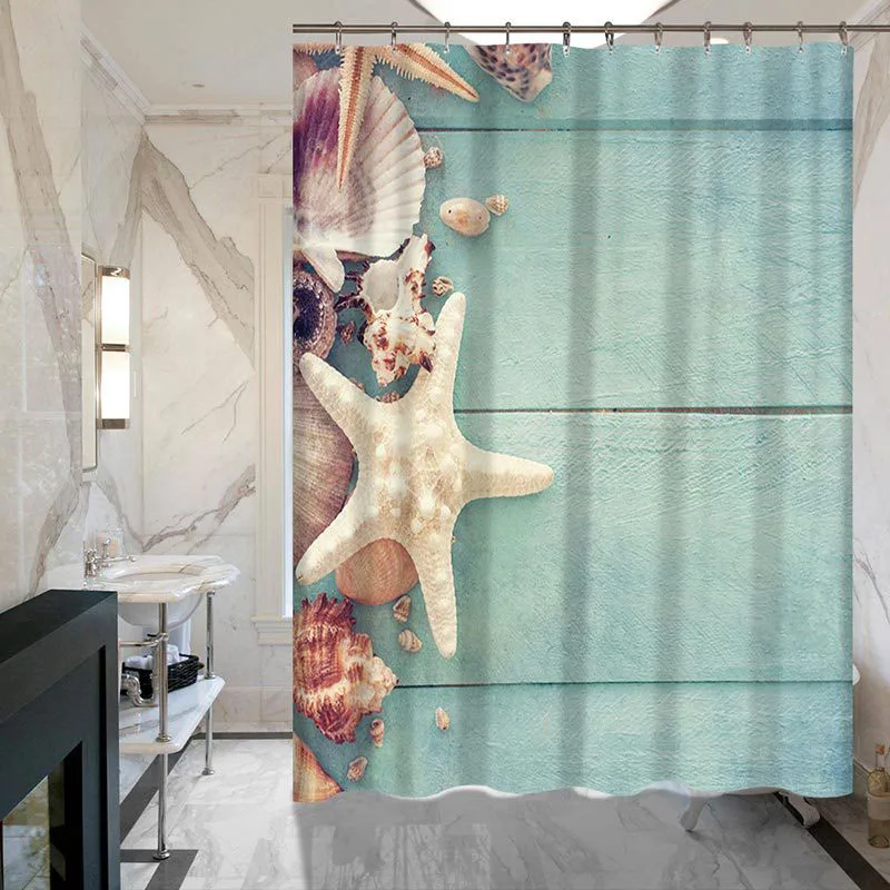 Водонепроницаемая занавеска для душа из полиэстера с принтом морской звезды