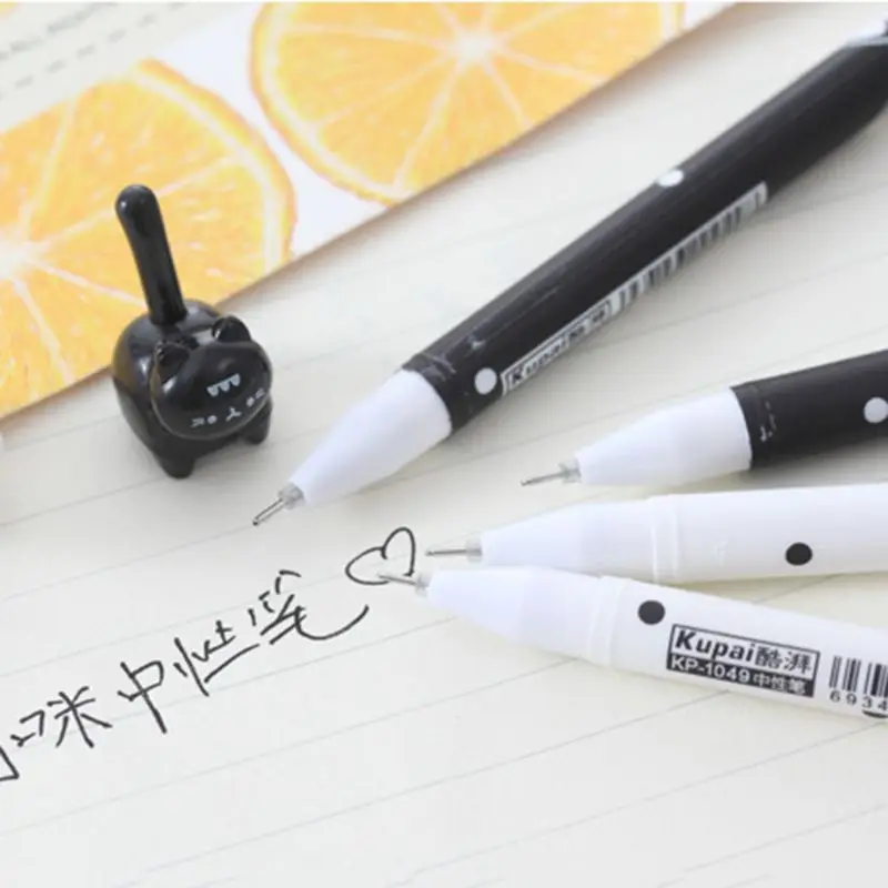 2 шт. мультяшный Кот длинный хвост Черная гелевая чернильная ручка Канцтовары