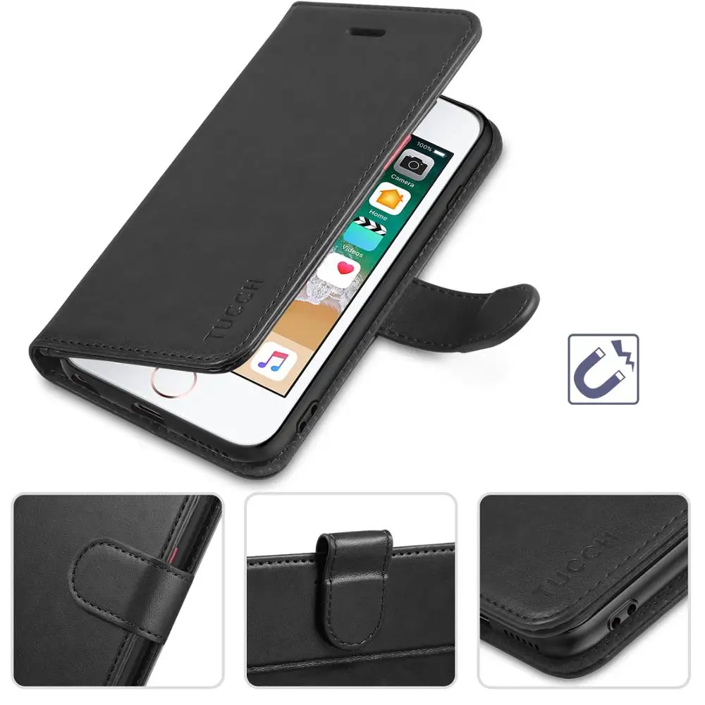 Tuch Чехол-бумажник для iPhone 6S/6, премиум-чехол из искусственной кожи с откидной крышкой, отделениями для карт, зажимом для денег, подставкой и магнитной застежкой