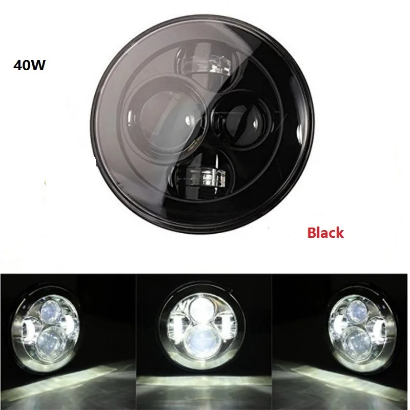 1pcs 40W black 1X7 дюймов светодиодный головной светильник H4 Hi/Low Beam DRL налобный фонарь с поворотником halo светильник для jeep JK Niva VAZ внедорожный Lada 4x4 мотоцикл - Цвет: 1pcs 40W black