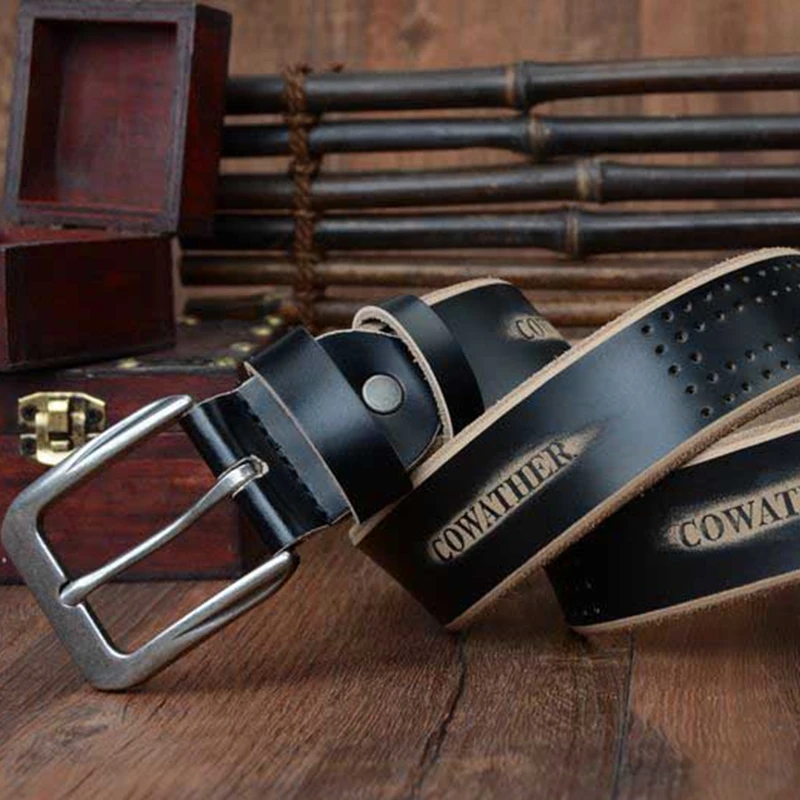 COWATHER 2019 высокое качество Коровья натуральная кожа роскошный ремень мужские