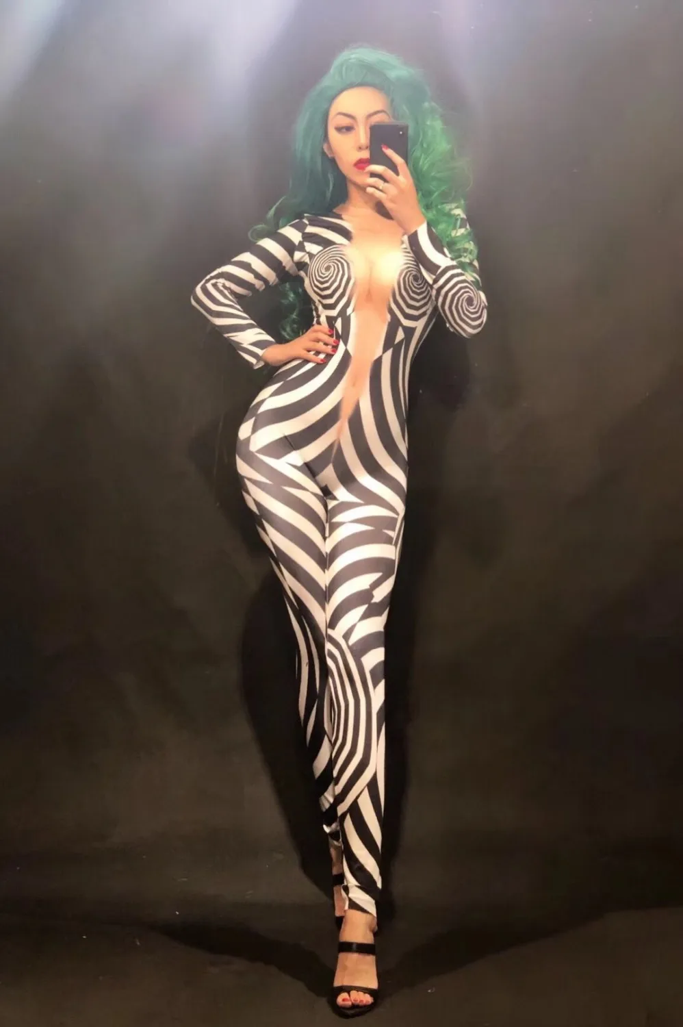 Sexy Zebra Sparkling Crystals Stones Jumpsuit Nightclub Party Celebrate Singer DJ DS Performance Stage Wear Women Dance Bodysuit