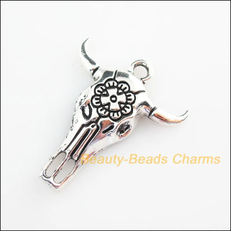 

12 New Pendants Animal Bullhead Tibetan Silver Color Charms 26x32mm