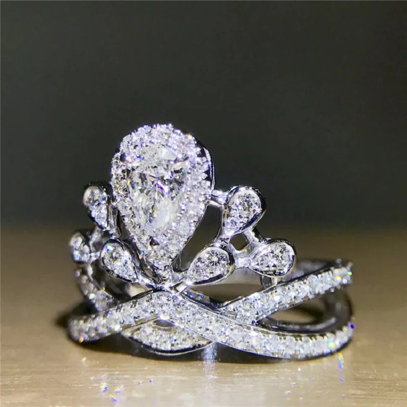 1 карат свадебное 100% Moissanite бриллиантовое кольцо подлинное 18K 750 Белое золото D Цвет