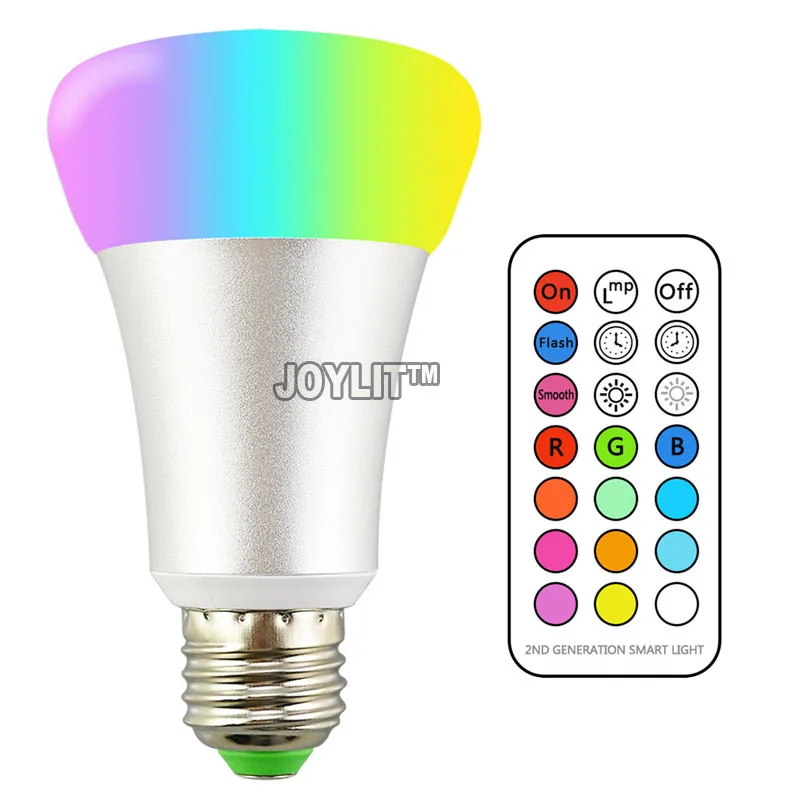 

10PCS LED Color Changing Light Bulb With Remote Control 10W E26 RGB+Daylight White LED Bulbs Dimmable With Memory Ideal Light