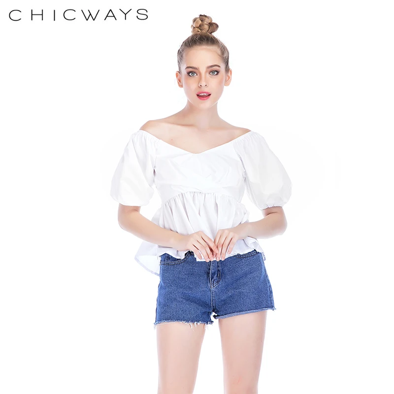 Chicways летние топы с открытыми плечами Для женщин блузка модные пикантные крест