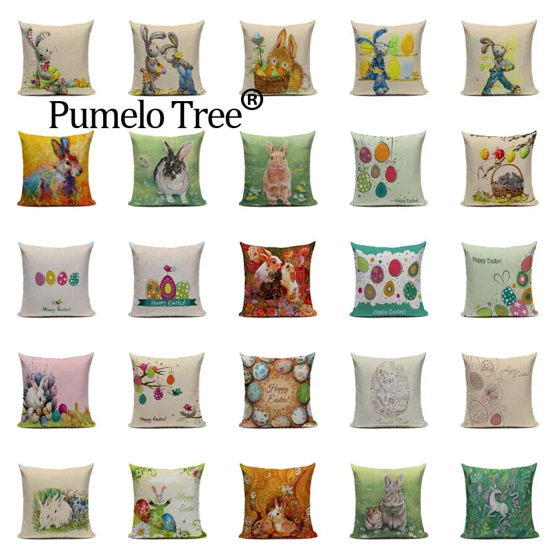 Счастливый Пасхальный милый смайлик кролик цвет яйца домашний хлопковый льняной