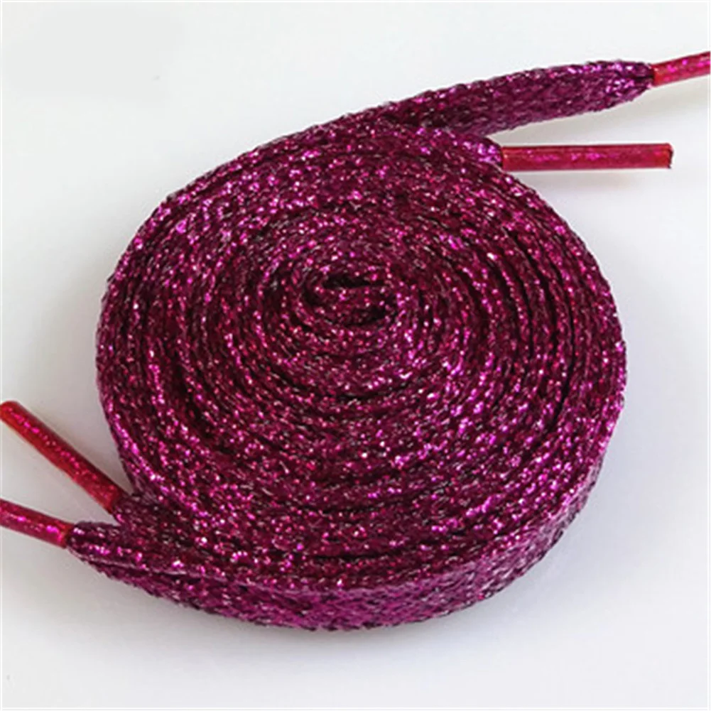 rose red Модные 1 пара 110 см блестящие золотые и Серебристые кроссовки плоские шнурки - Цвет: rose red