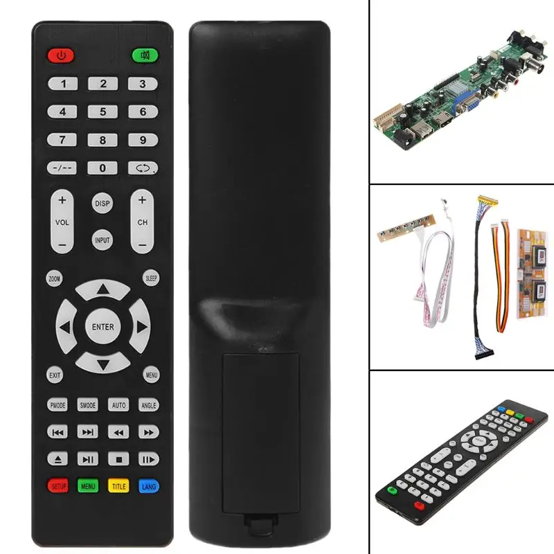 V56 V59 ЖК-ТВ плата драйвера DVB-T2 + 7 клавишный переключатель IR 4 лампы Инвертор LVDS