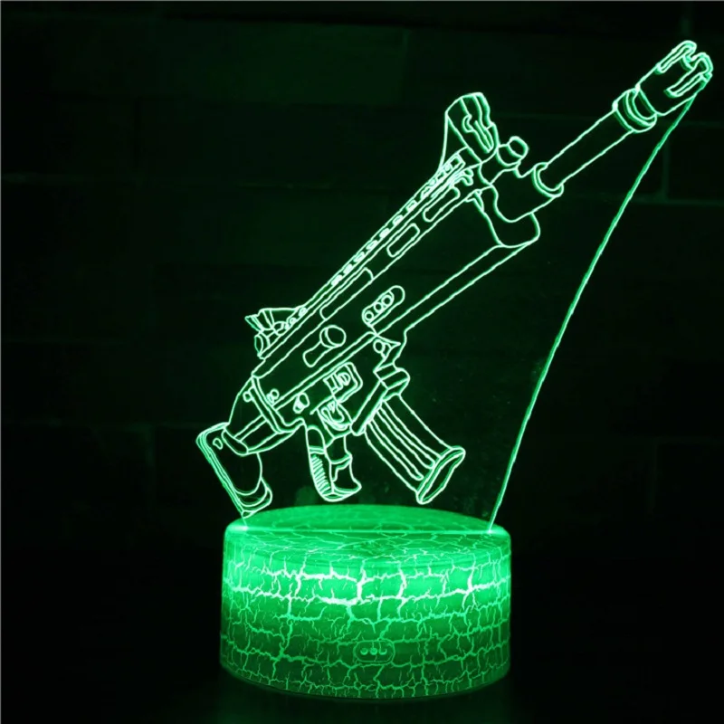 Креативная 3d лампа с пулеметом дистанционное управление сенсорный ночник Led