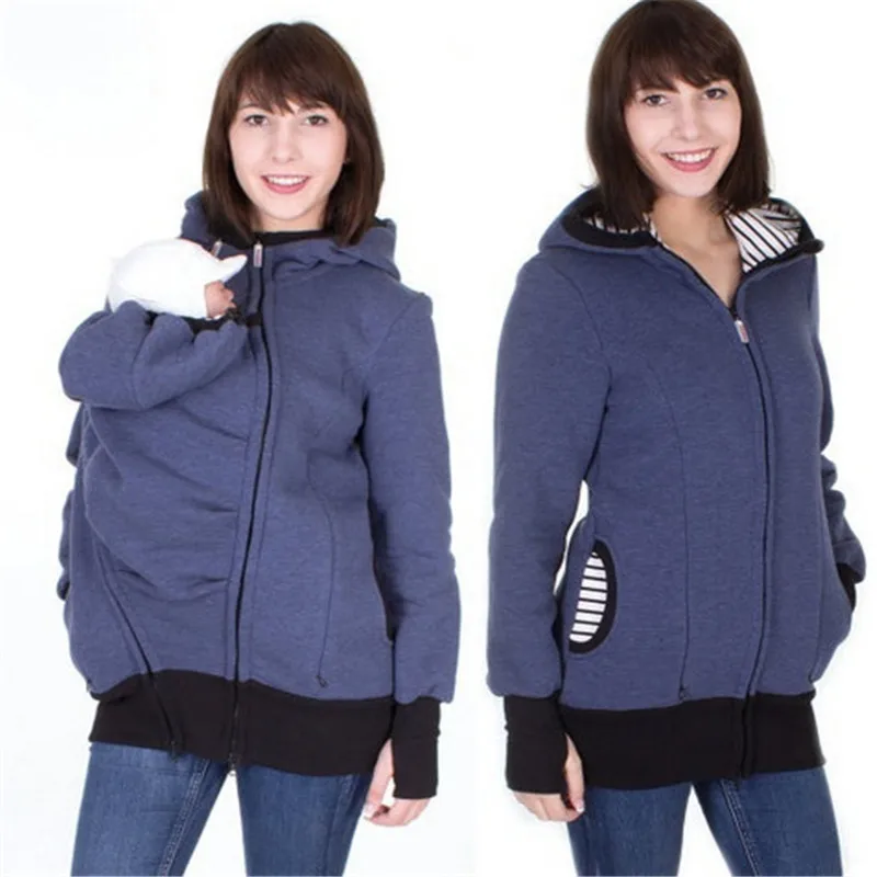 Материнство кенгуру домашнее животное Толстовка С Карманами зимние Беременные