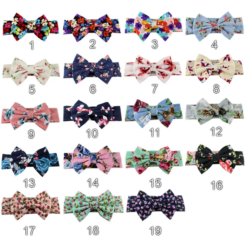 20 pcs/lot 17cm Big Flowers Hair Bow Headband For Kids Large Flower Turban Elastic Band Girls Floral hot sale | Аксессуары для