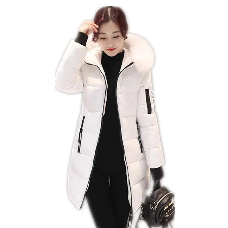 Женские теплые зимние куртки с капюшоном 2018 женские парки средней длины большим