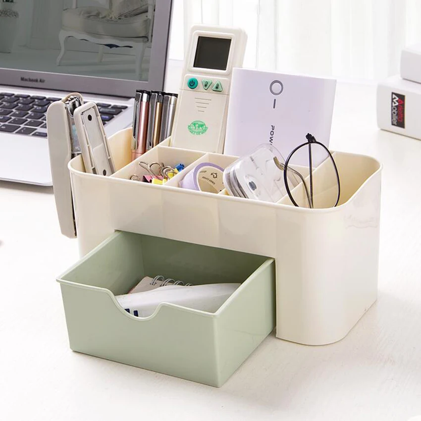 Multi-functional Jewelry Box Plastic Cosmetic Storage With Small Drawer Desk Sundries Container Organizer | Дом и сад