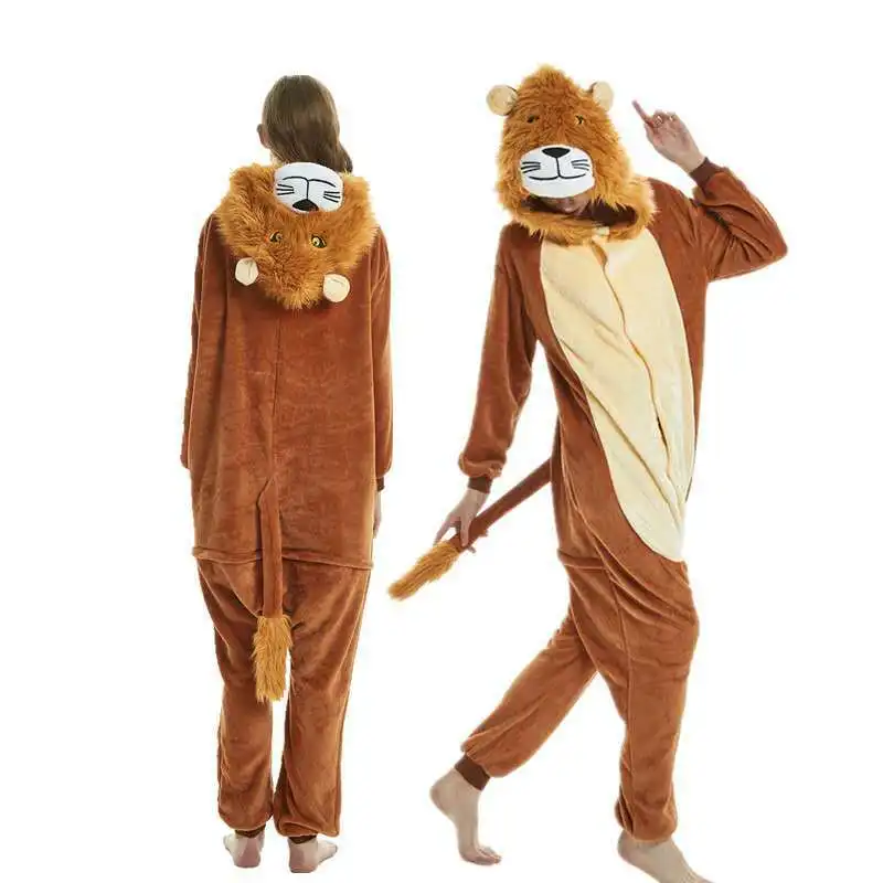 Lion Кигуруми пижамы для женщин пижамы единорог аниме панда Onesie животных стежка костюм мальчик пижамы фланелевые взрослые пижамы для женщин - Цвет: Lion