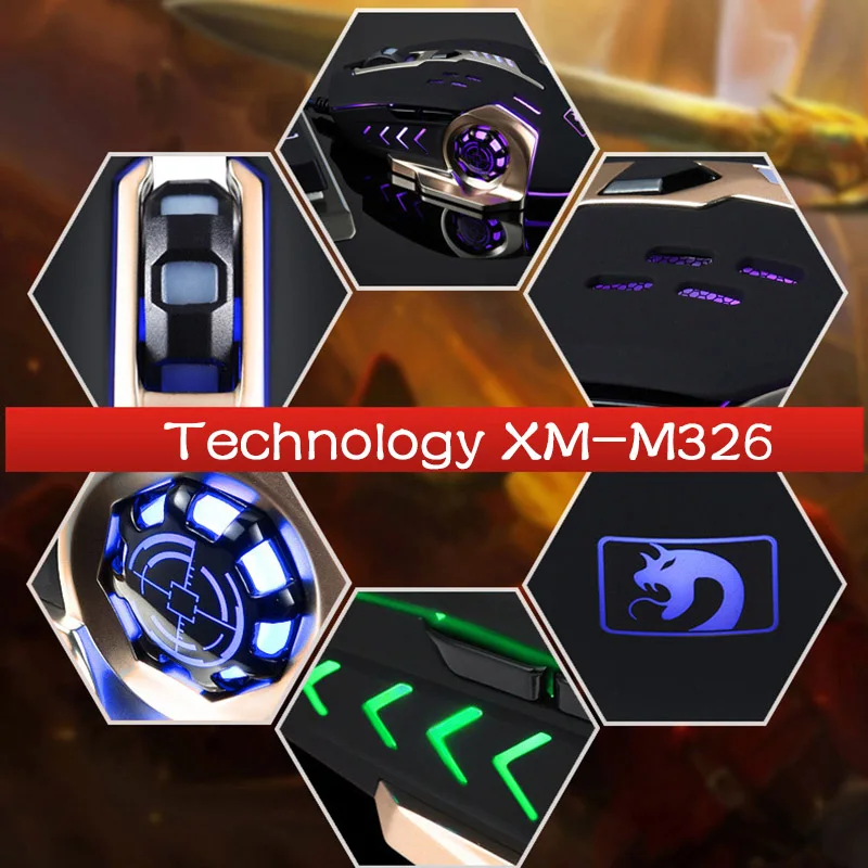 Технология XM 326 Проводная 4000 точек/дюйм Регулировка USB эргономичная оптическая