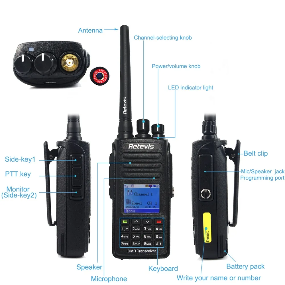 DMR радио цифровая рация Retevis RT8 IP67 водонепроницаемый UHF 400 480 МГц 5 Вт любительский