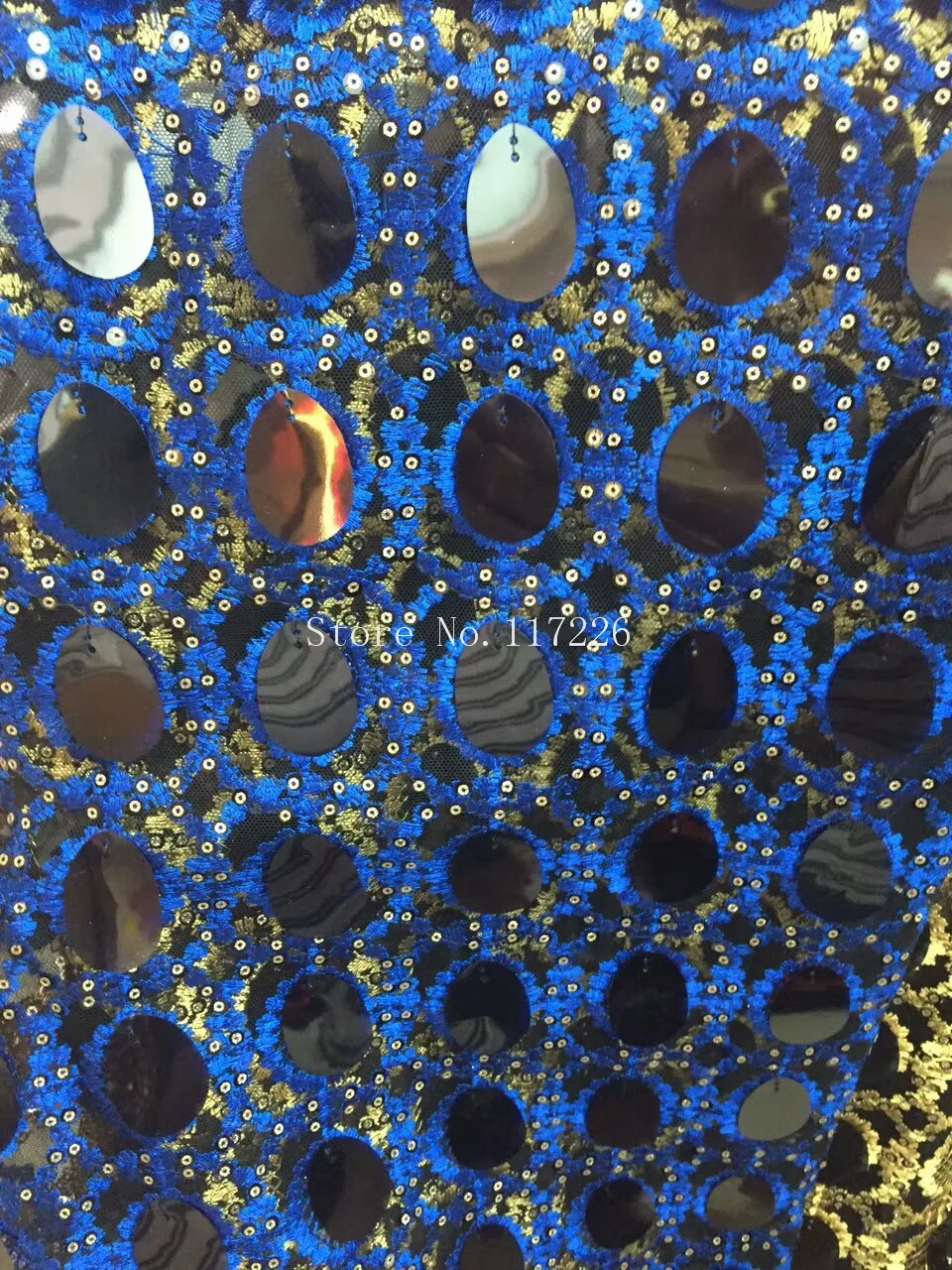 

JRB-41348-1 African net lace fabric with big sequins for wedding party dress embroidery French tulle lace fabric