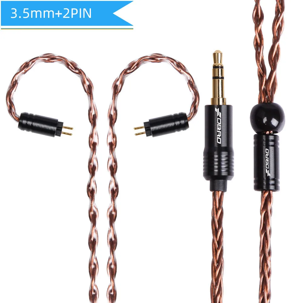 Bronze 3.5mm 2pin FDBRO 8 core MMCX IE80 A2DC IM 2pin наушники кабель 2,5/3,5/4,4 мм с серебряным покрытием гарнитуры аудио провода LS50 LS70 LS200 LS30 - Цвет: Bronze 3.5mm 2pin