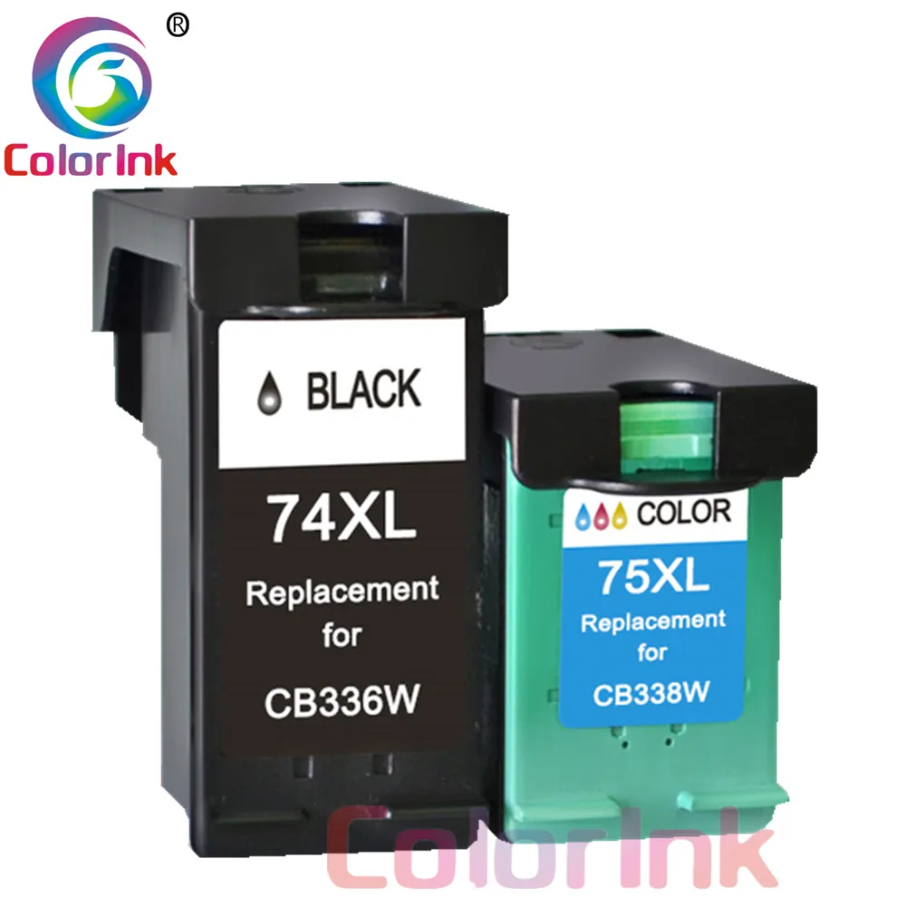 ColoInk 2 пакета 74XL 75XL заправленный картридж Замена для HP 74 75 Photosmart C4200 C5200 C4300 Officejet J5780